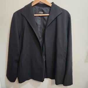 Eileen Fisher Open Front 100% Wool Blazer in Black Size Medium